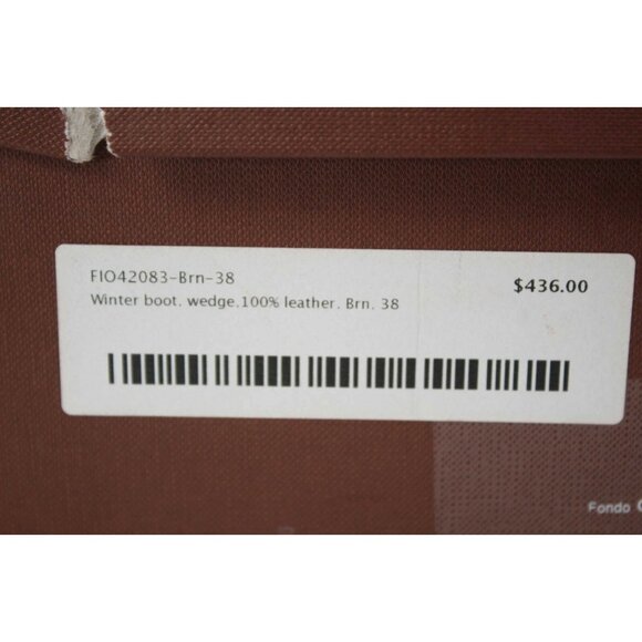 Fiorangelo $436 Sz 38 Brown Winter 100% Leather Wedge 4" Boot - Picture 11 of 12